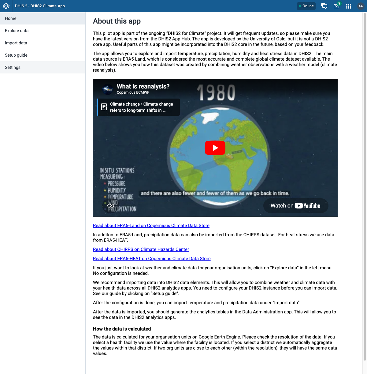 DHIS2 Climate App