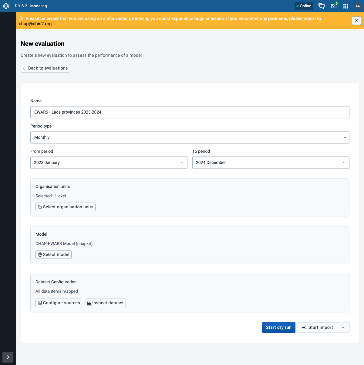 Completed evaluation form
