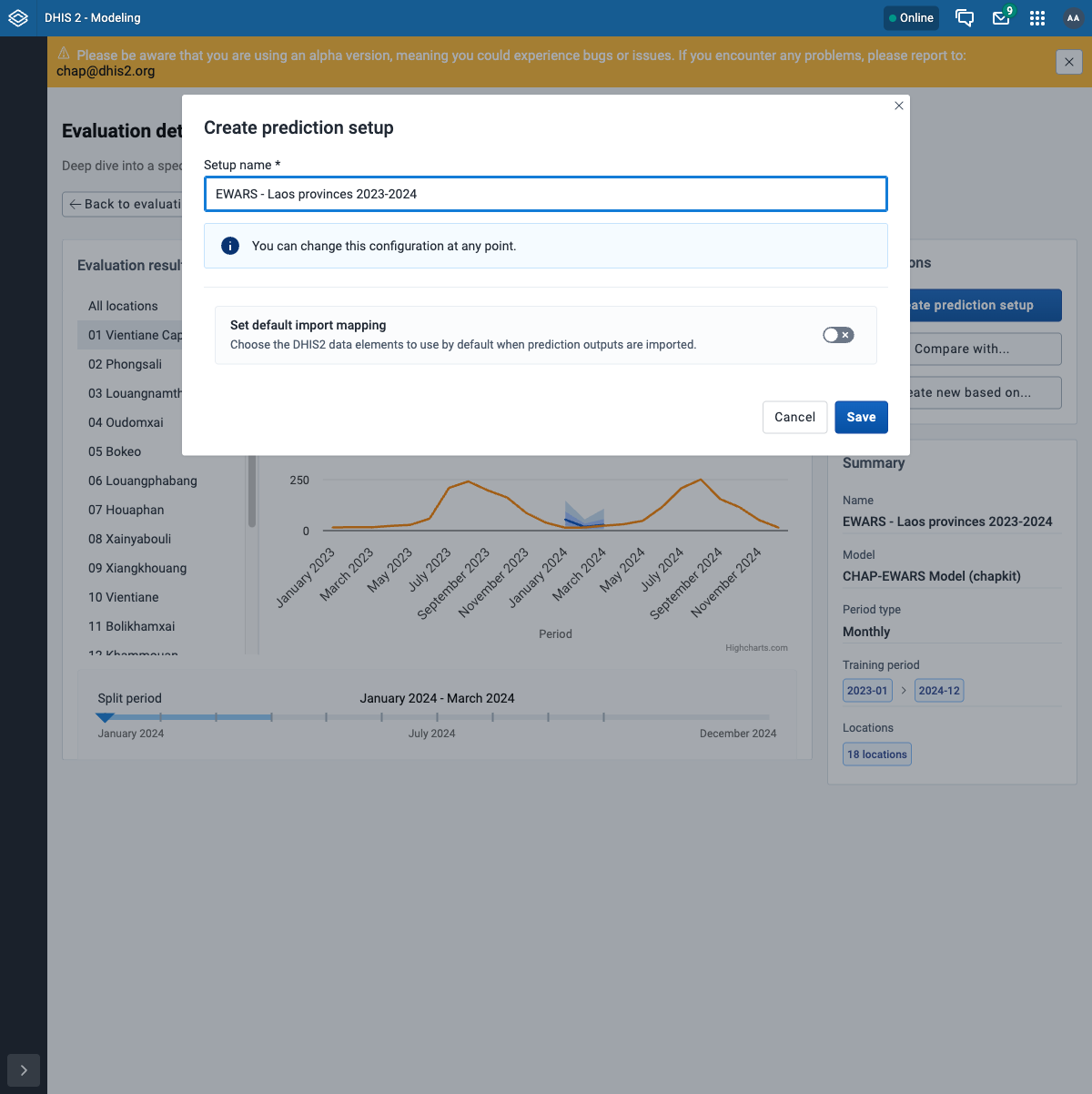 Create prediction setup